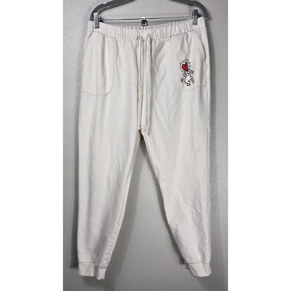 Keith Haring‎ Jogger Sweatpants Cream Graphic Pocket Size Large